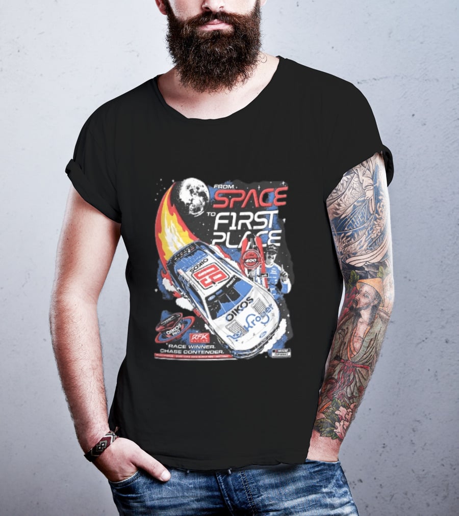 NASCAR From Space To First Place Ryan Preece RFK 2023 Race Winner Moon Flames Oikos 400 T-Shirt