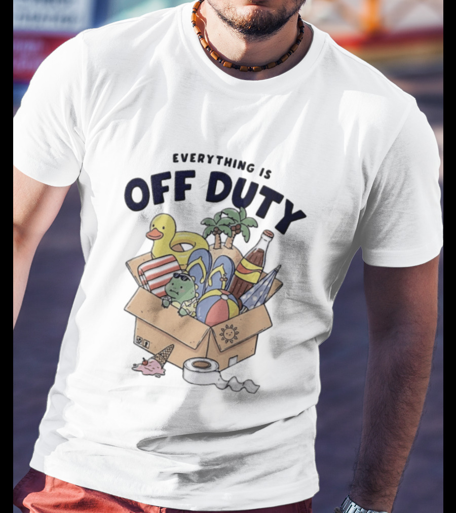 Everything Is Off Duty Cartoon Turtle And Beach Box T-Shirt