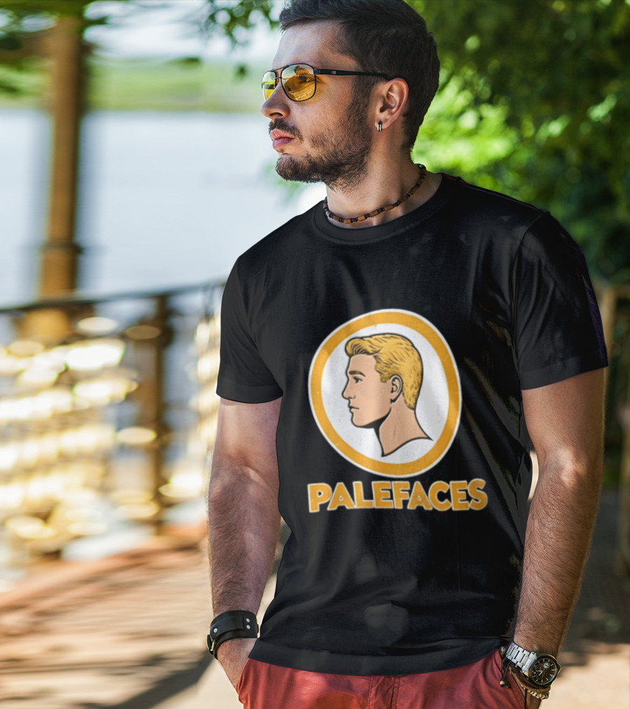Palefaces Distressed Blonde Male Profile Circular T-Shirt