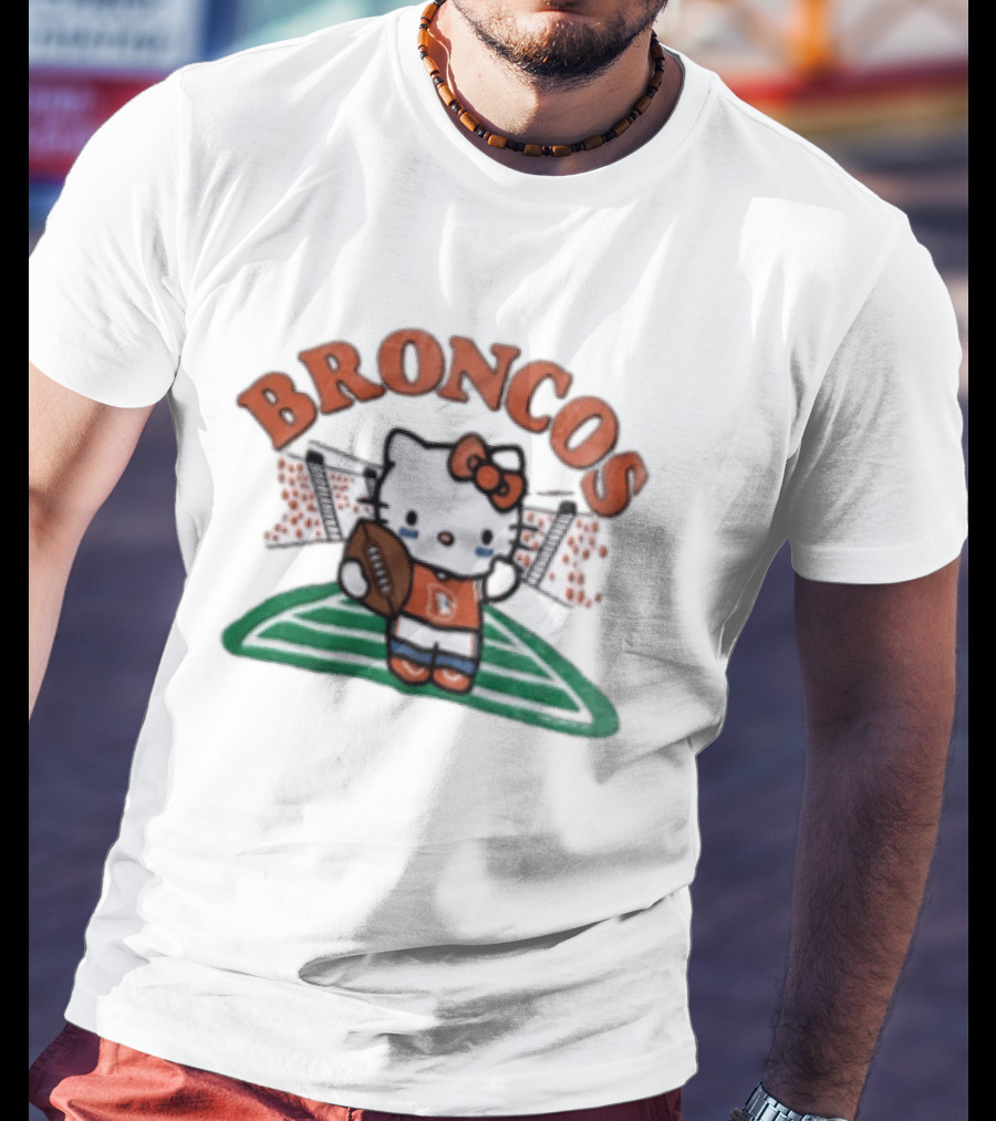 Hello Kitty Broncos Football Collaboration With Denver Team Spirit T-Shirt