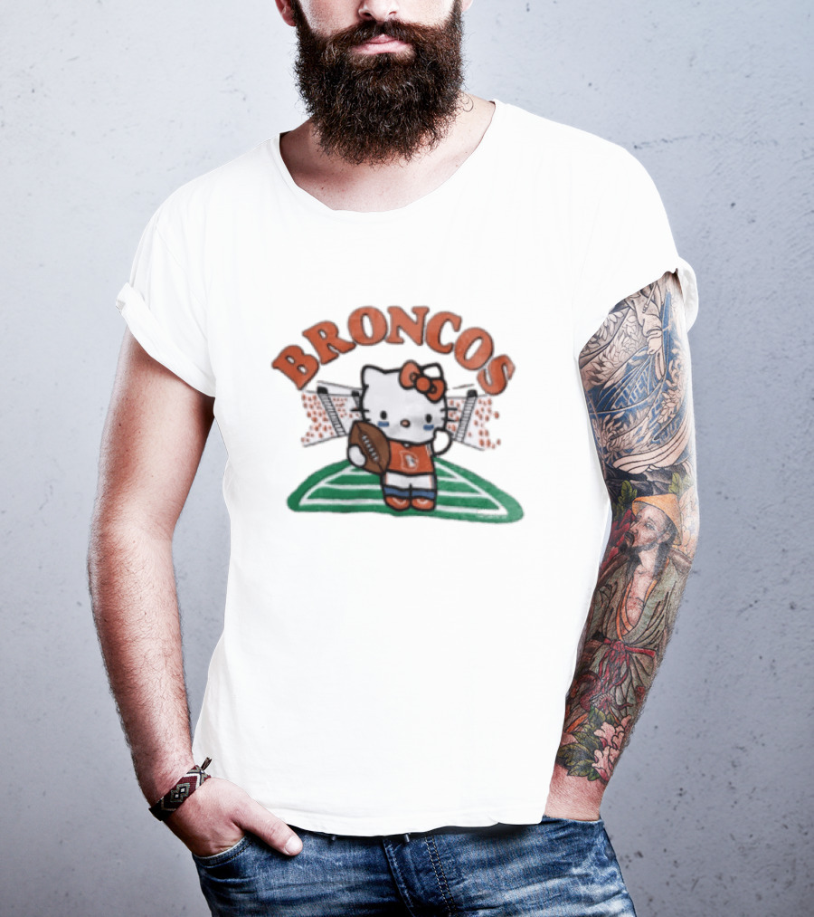 Hello Kitty Broncos Football Collaboration With Denver Team Spirit T-Shirt