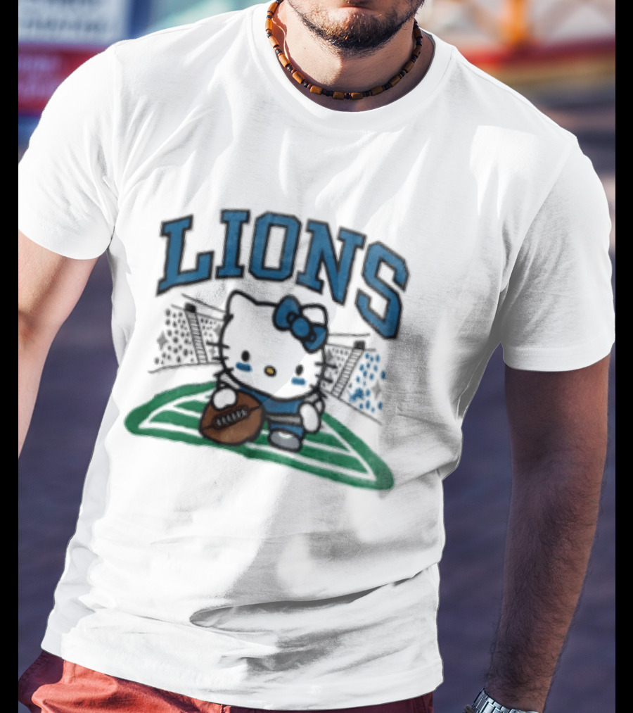 Hello Kitty Detroit Lions Football Collaboration T-Shirt