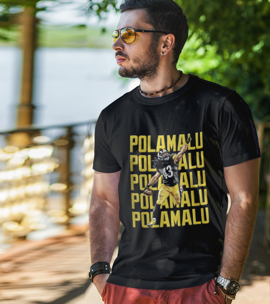 Pittsburgh Steelers Troy Polamalu Football Action Yellow Polamalu T-Shirt
