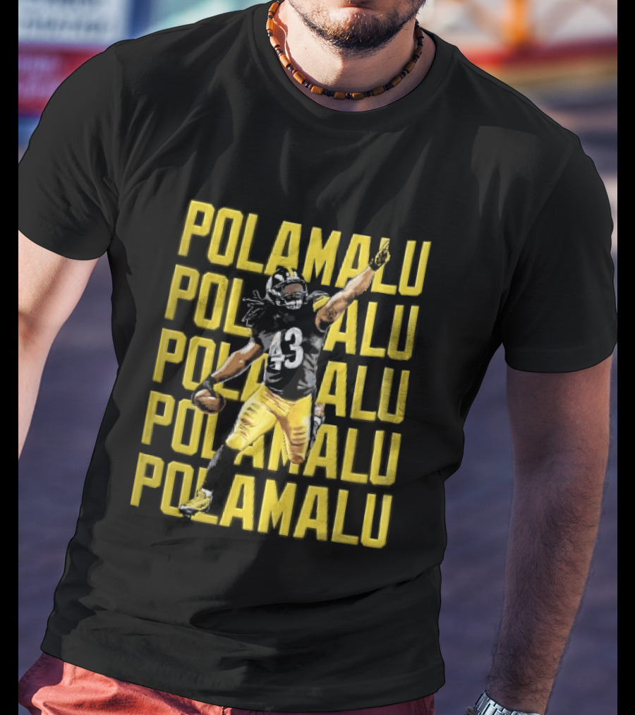 Pittsburgh Steelers Troy Polamalu Football Action Yellow Polamalu T-Shirt