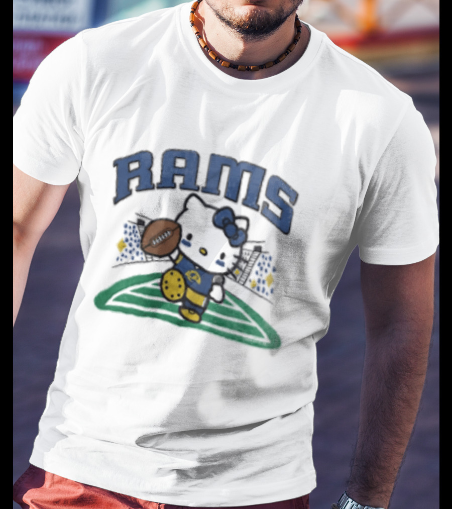 Hello Kitty Los Angeles Rams Football Collaboration Touchdown T-Shirt