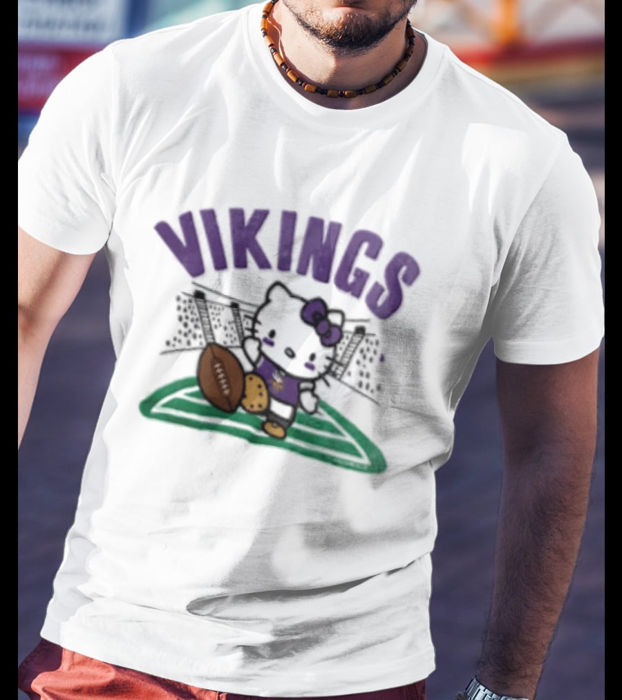 Hello Kitty Vikings Football Collaboration Kickoff T-Shirt