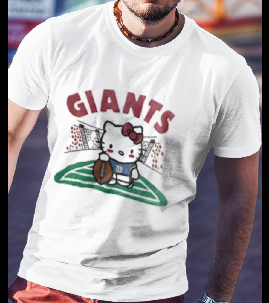 Hello Kitty New York Giants Collaboration Football Themed Holder T-Shirt