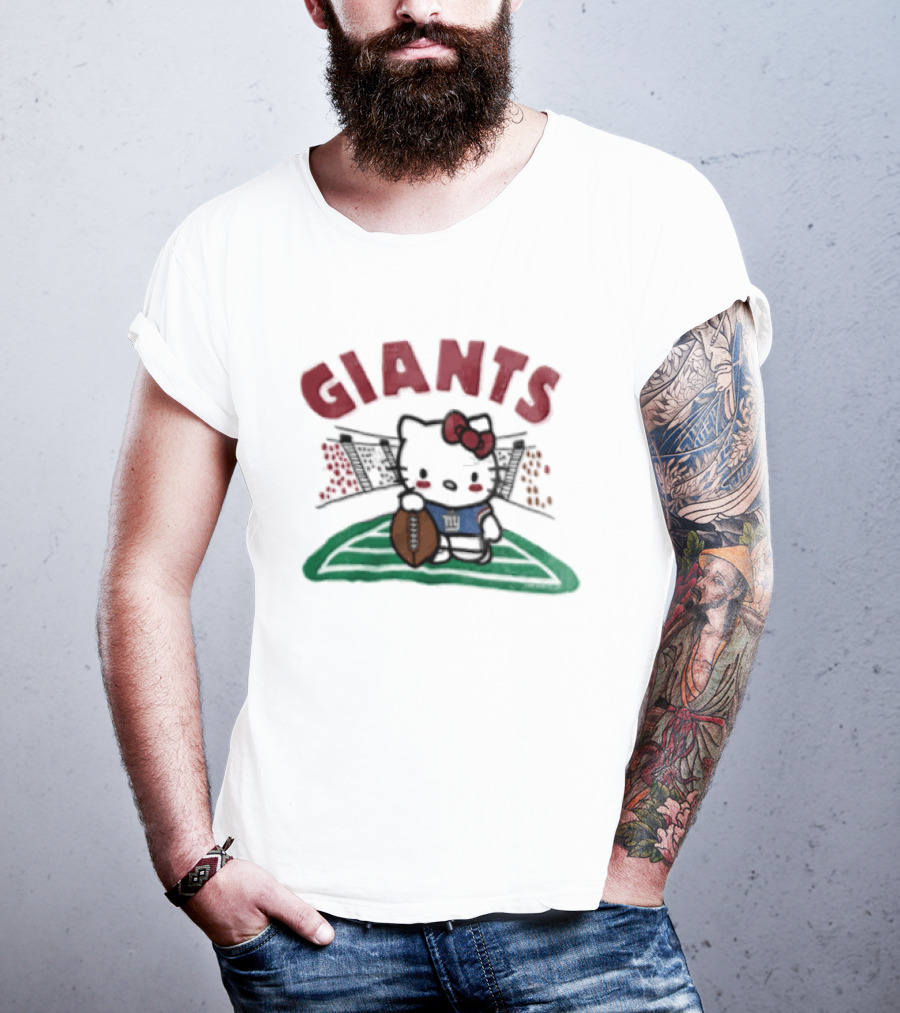 Hello Kitty New York Giants Collaboration Football Themed Holder T-Shirt