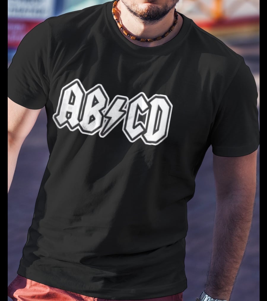 AB CD Heavy Metal Band Font Lightning Bolt T-Shirt