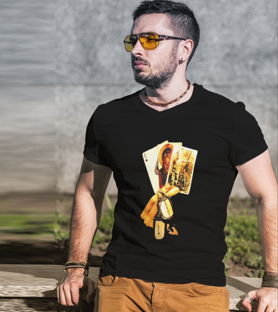Ace Of Spades Virgin Mary Soldier Photograph Dog Tags T-Shirt