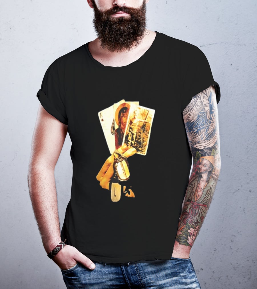 Ace Of Spades Virgin Mary Soldier Photograph Dog Tags T-Shirt