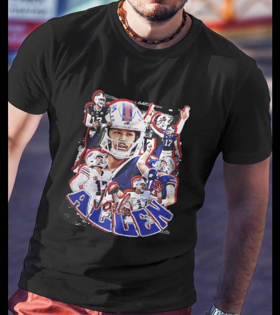 Buffalo Bills Josh Allen Action Collage Football Player T-Shirt