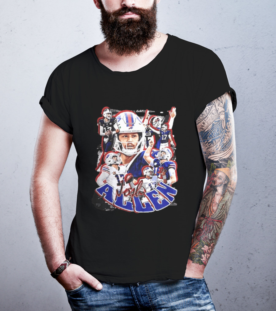 Buffalo Bills Josh Allen Action Collage Football Player T-Shirt
