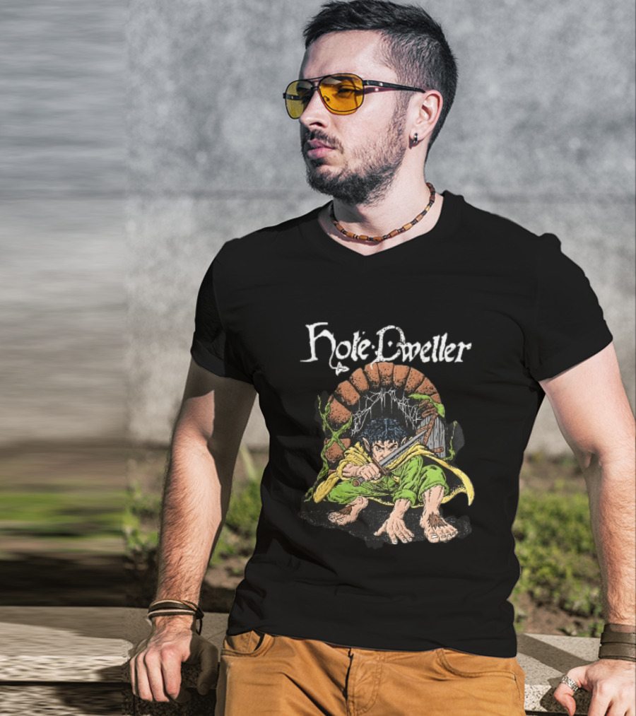 Hole Dweller Fantasy Creature Crouching With Sword T-Shirt