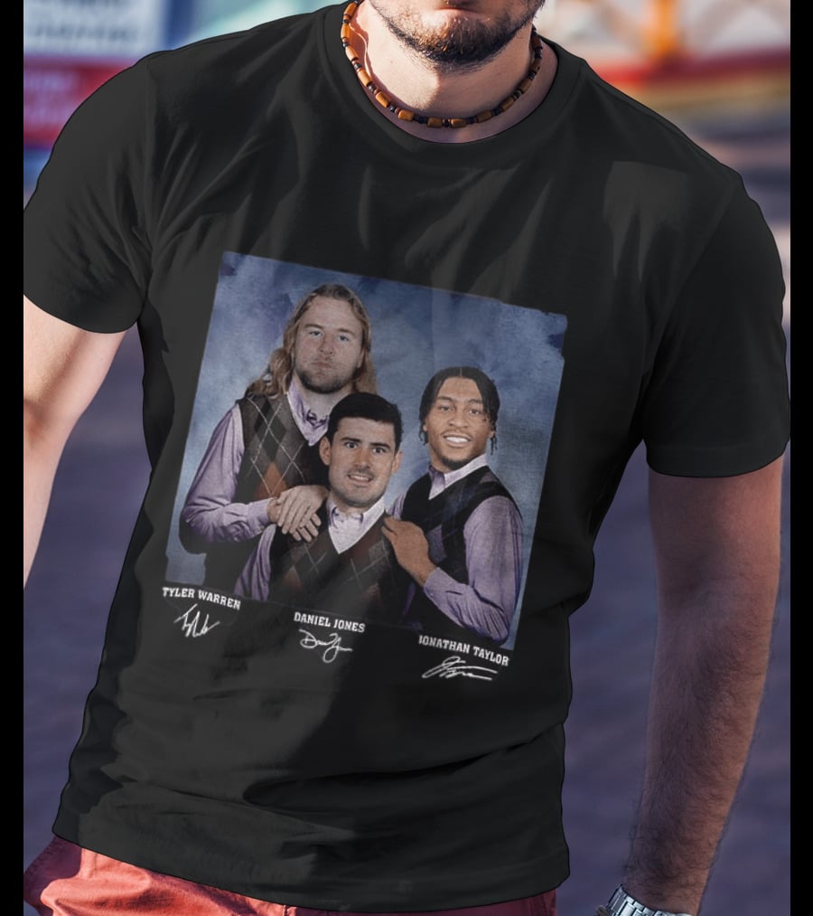 Indianapolis Football Step Bros Jonathan Taylor Daniel Jones Tyler Warren T-Shirt