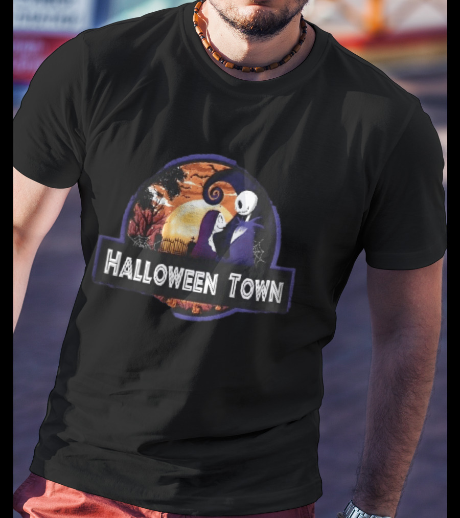 Halloween Town Jack And Sally Graveyard Scene Moonlit T-Shirt