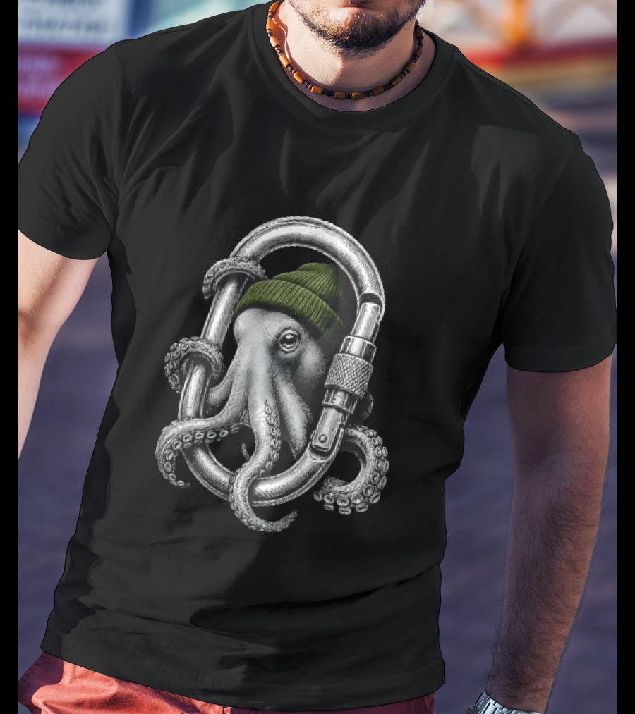 Octopus With Beanie Inside Carabiner T-Shirt