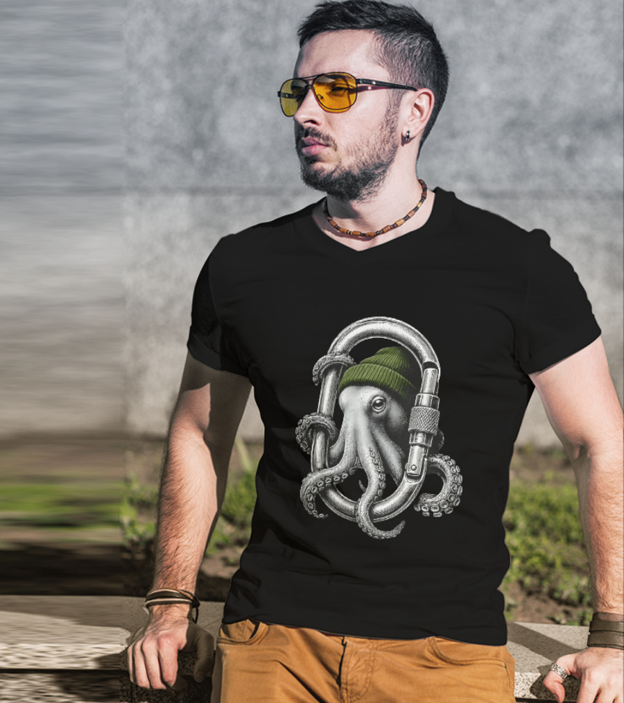 Octopus With Beanie Inside Carabiner T-Shirt