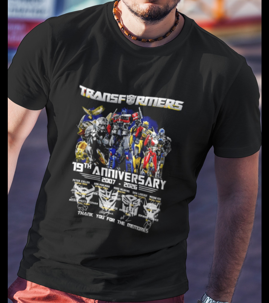 Transformers 19th Anniversary 2007 2026 Thank You For The Memories Featuring Optimus Prime Bumblebee Autobots T-Shirt