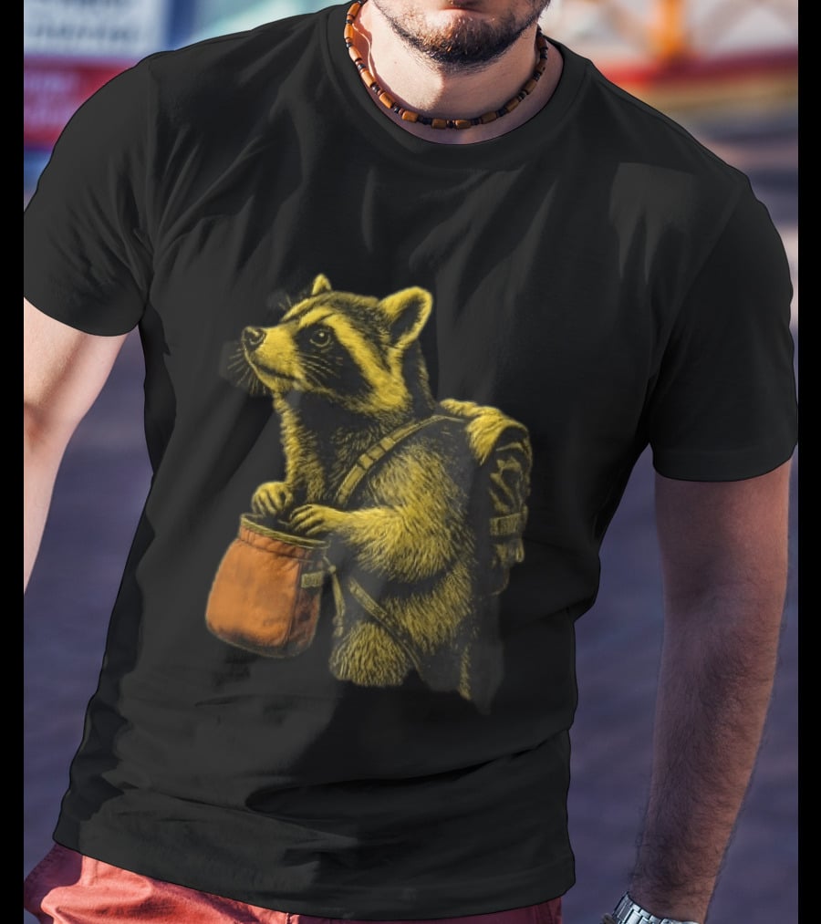 Raccoon Adventure Backpacking Chalk Bag Wildlife T-Shirt