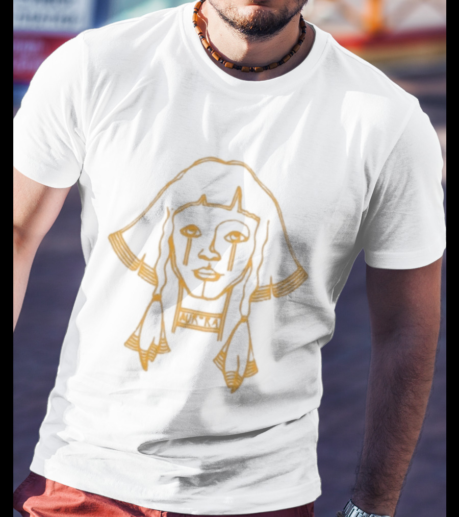 Aurora Ethereal Line Art Face Yellow T-Shirt