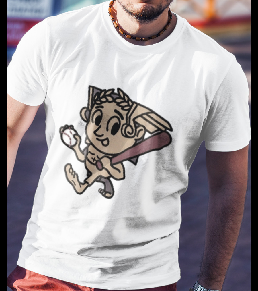 Baseball Player Running With Bat In Hand Cartoon T-Shirt