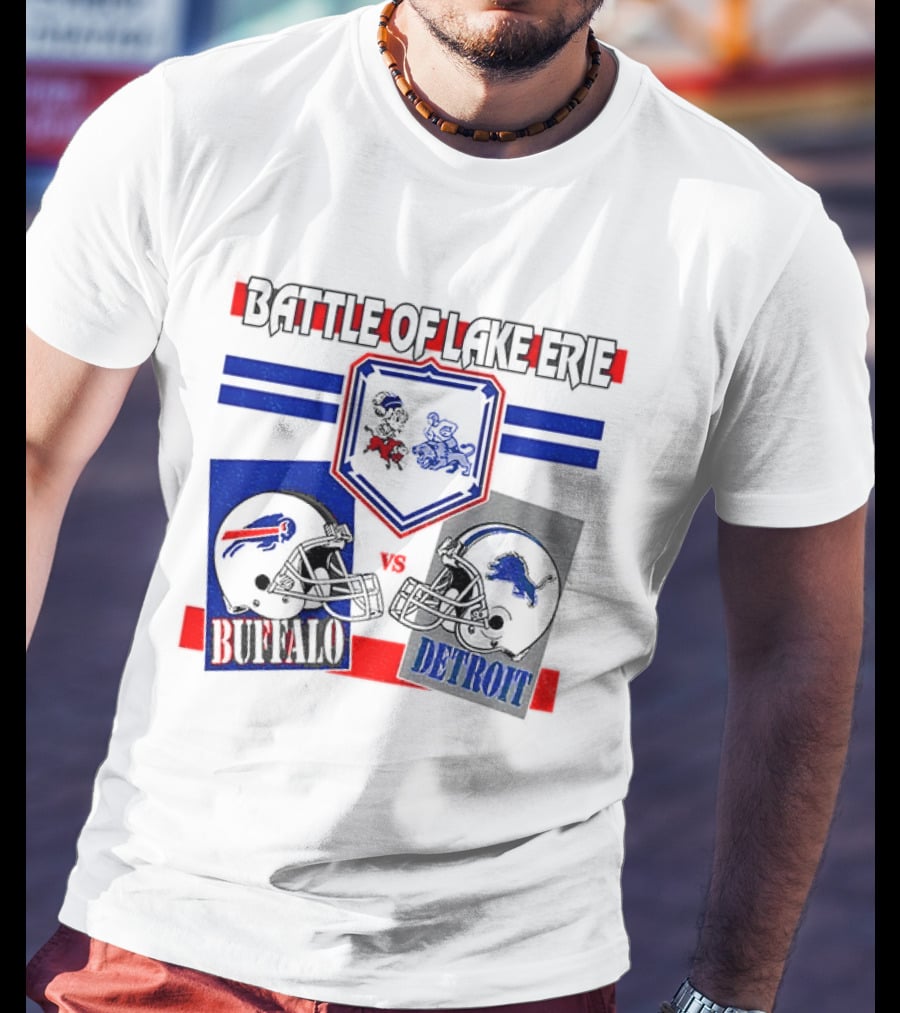 Battle Of Lake Erie Buffalo And Detroit Football Helmets T-Shirt