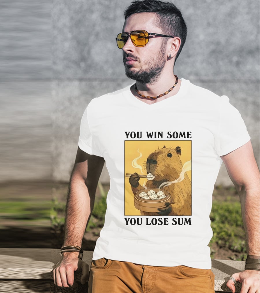 Capybara Eating Dim Sum You Win Some You Lose Sum T-Shirt
