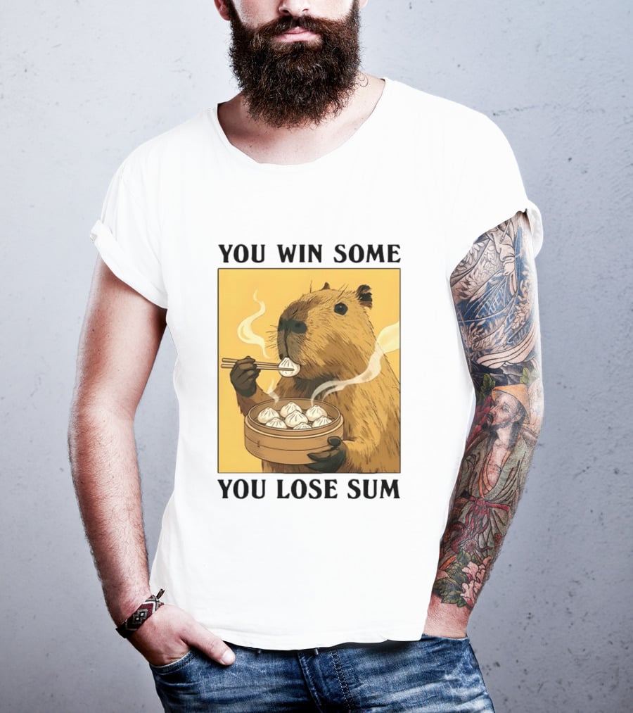 Capybara Eating Dim Sum You Win Some You Lose Sum T-Shirt
