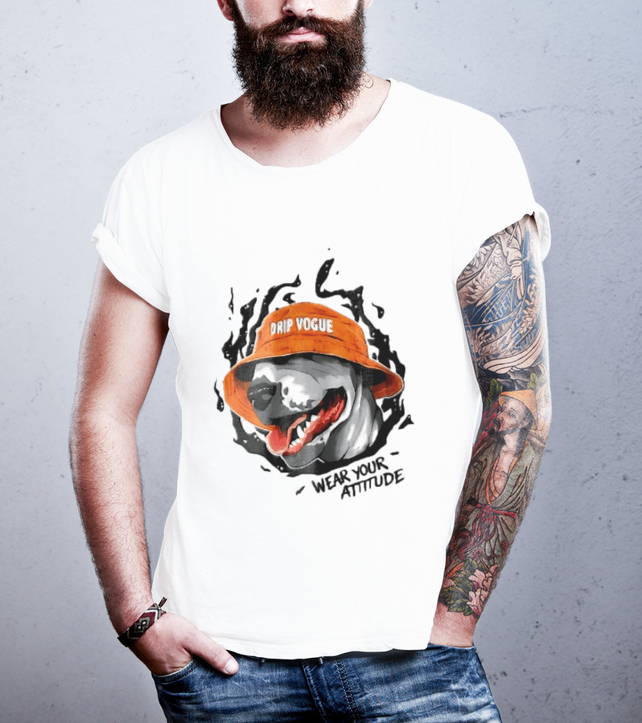 Drip Vogue Wear Your Attitude Dog Bucket Hat Trendy T-Shirt