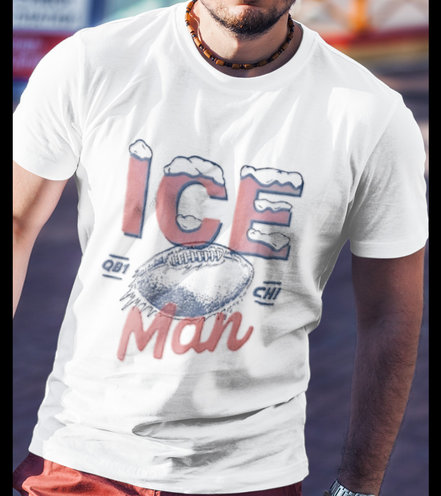 Ice Man QB1 CHI Football Sports Bold Red And Blue T-Shirt