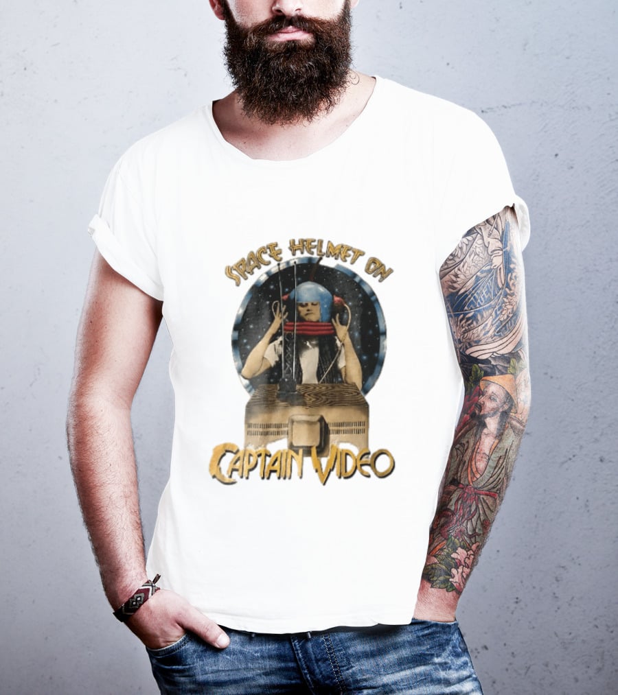 Space Helmet On Captain Video Retro Sci Fi Adventure T-Shirt