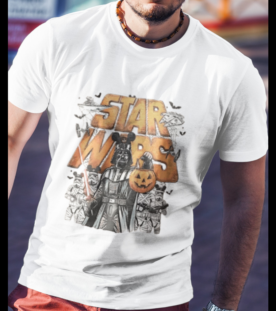 Star Wars Darth Vader Mickey Ears Stormtroopers Halloween Pumpkin T-Shirt