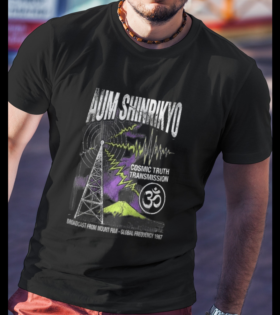 Aum Shinrikyo Cosmic Truth Transmission Broadcast Mount Fuji Global Frequency 1987 T-Shirt