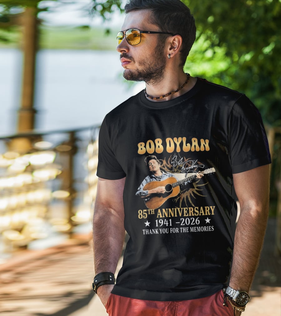 Bob Dylan 85th Anniversary 1941 2026 Thank You For The Memories Guitar T-Shirt