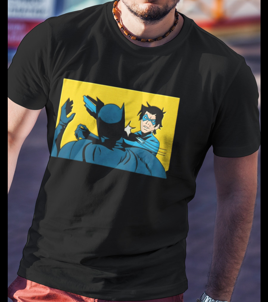 Nightwing Slapping Batman Meme Comic Panel Yellow T-Shirt