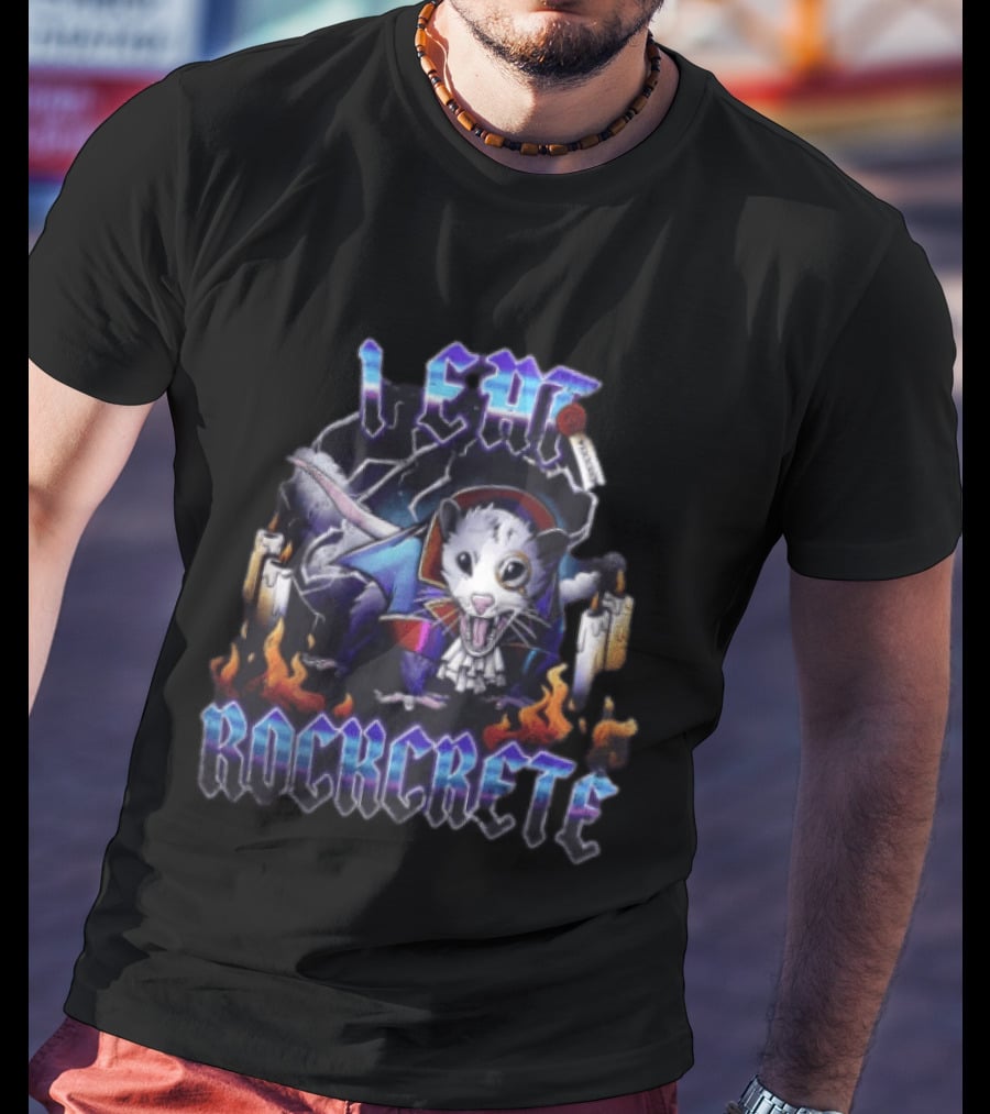 I Eat Rockcrete Possum Gothic Style With Candles And Flames T-Shirt