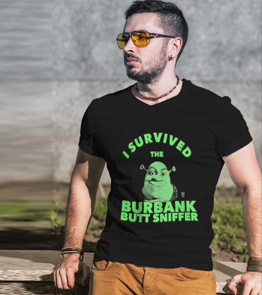 Shrek I Survived The Burbank Butt Sniffer Green Character Mashup T-Shirt