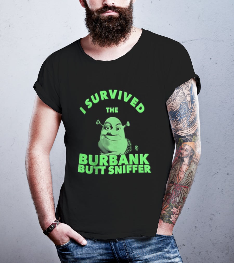 Shrek I Survived The Burbank Butt Sniffer Green Character Mashup T-Shirt