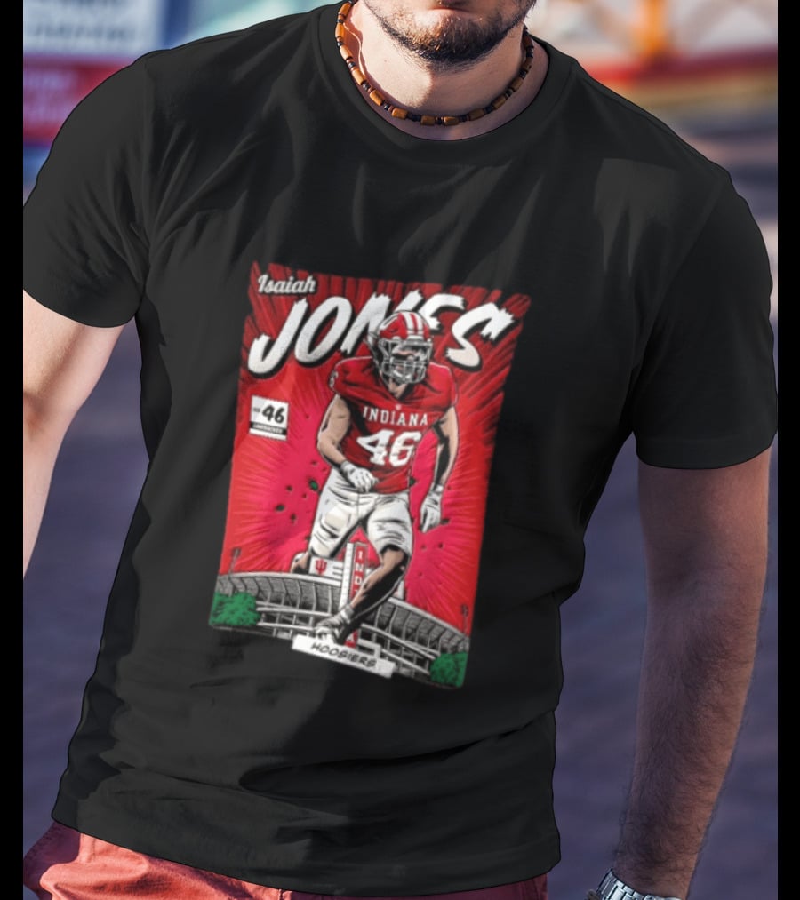 Indiana Hoosiers #46 Isaiah Jones Comic Stadium Edition T-Shirt