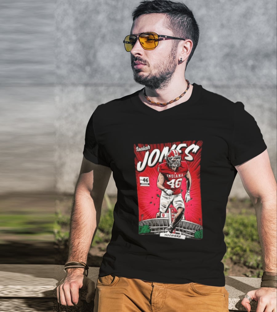 Indiana Hoosiers #46 Isaiah Jones Comic Stadium Edition T-Shirt