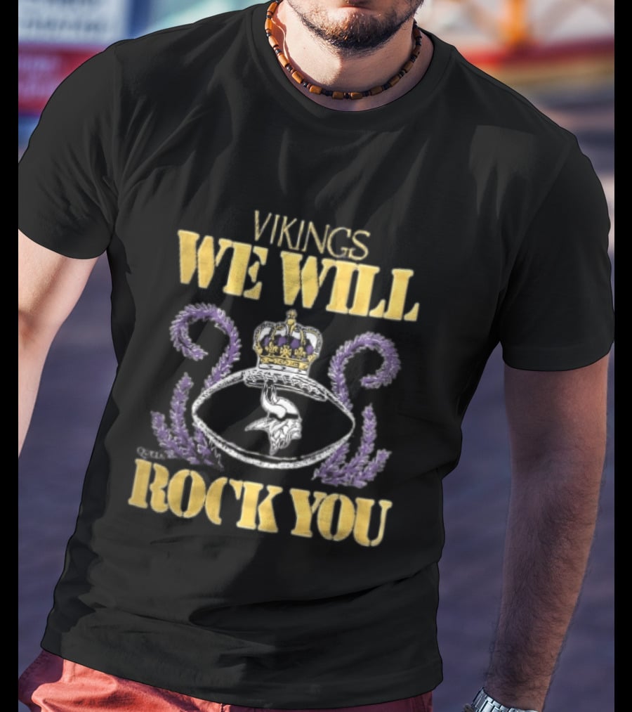 Vikings We Will Rock You Crown Football Laurel T-Shirt