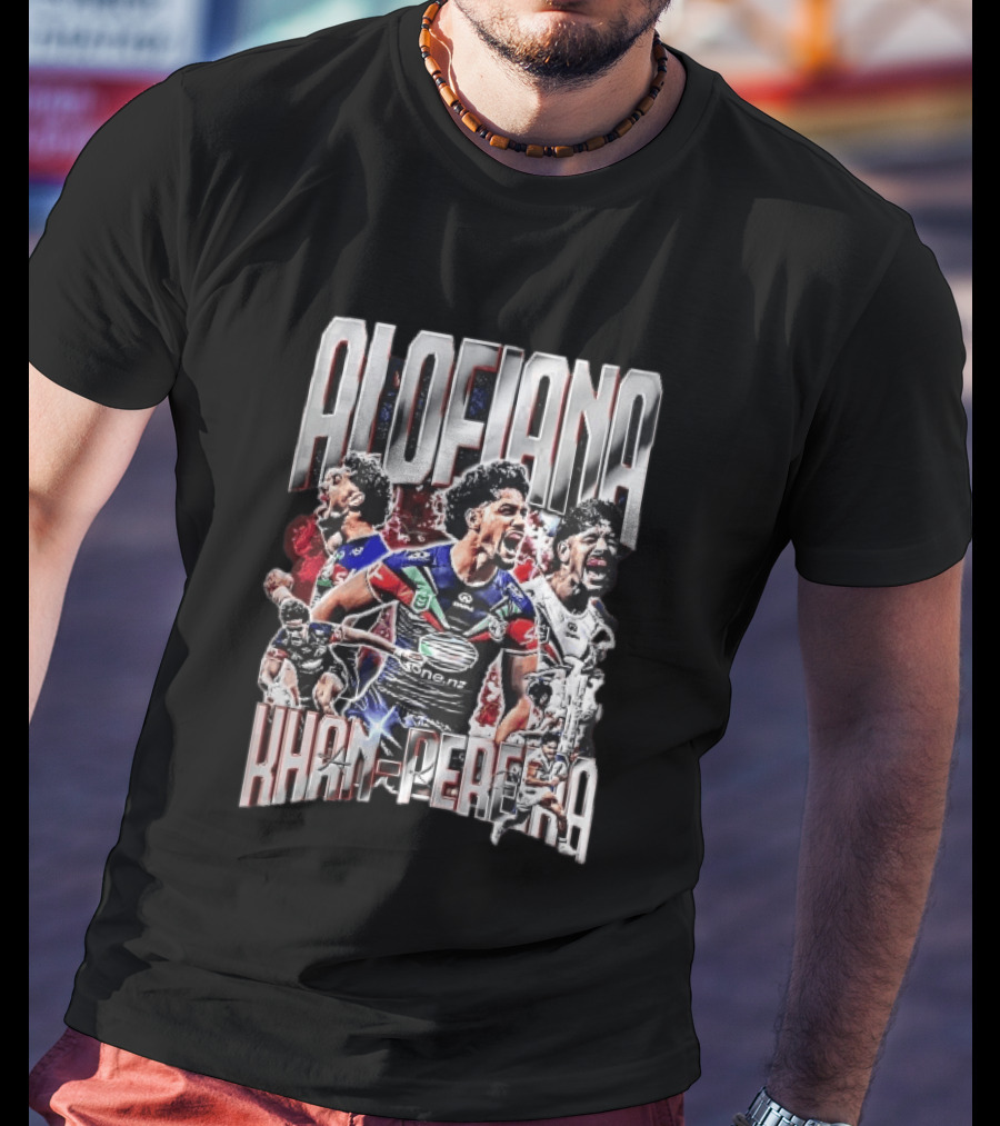 Alofiana Khan Pereira Rugby Action Collage Bootleg One New Zealand Warriors T-Shirt