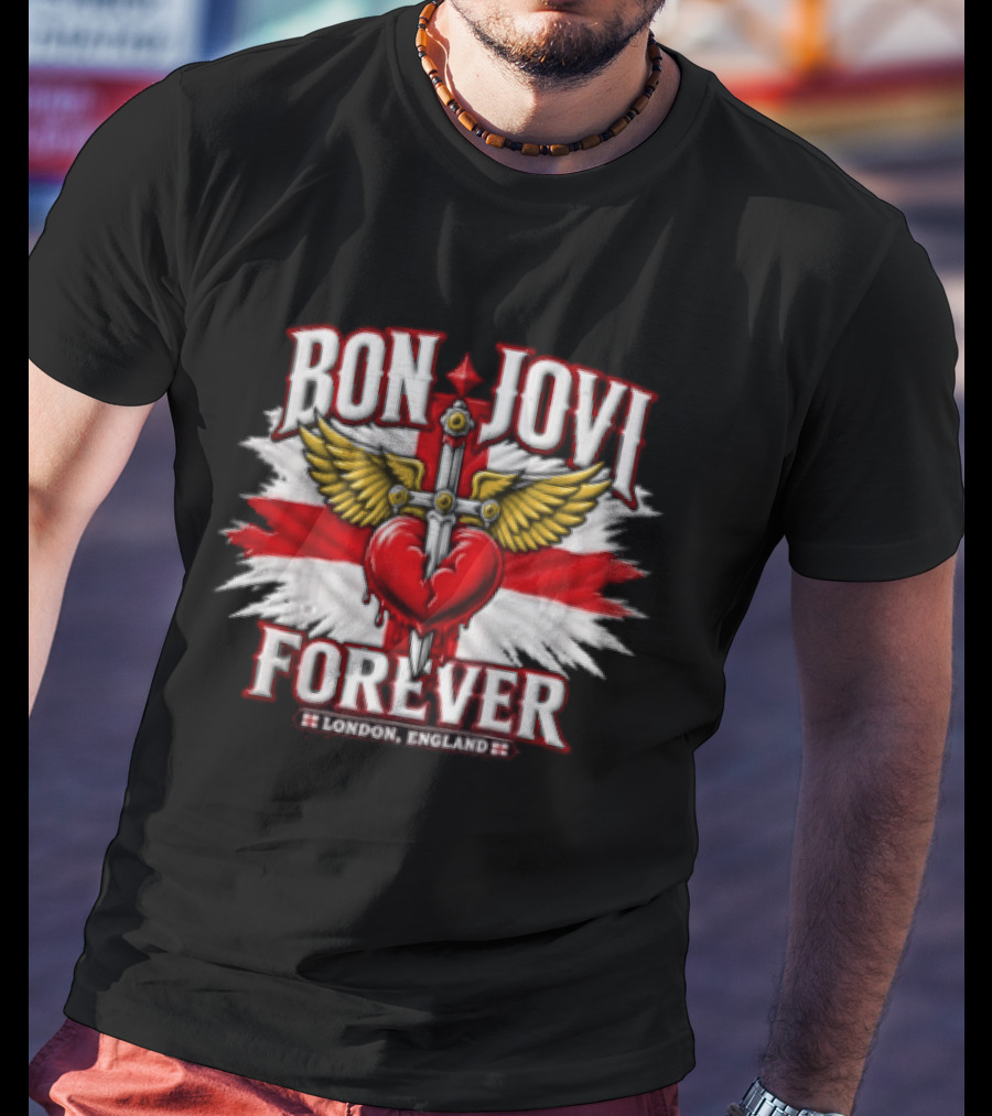 Bon Jovi Forever London England Wings And Sword T-Shirt