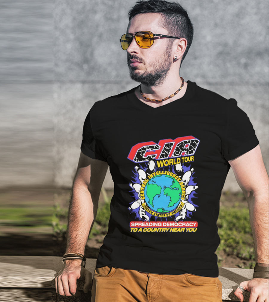 CIA World Tour Spreading Democracy To A Country Near You Earth Map T-Shirt