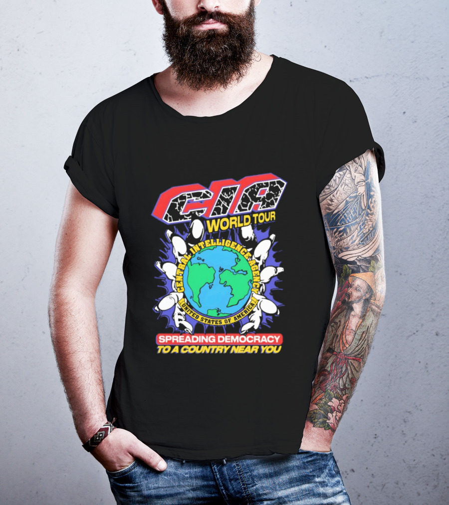 CIA World Tour Spreading Democracy To A Country Near You Earth Map T-Shirt