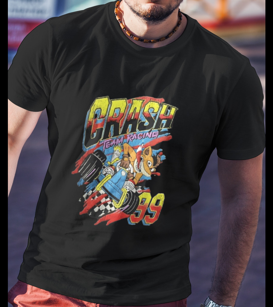 Crash Team Racing 99 Cartoon Bandicoot Go Kart Distressed T-Shirt