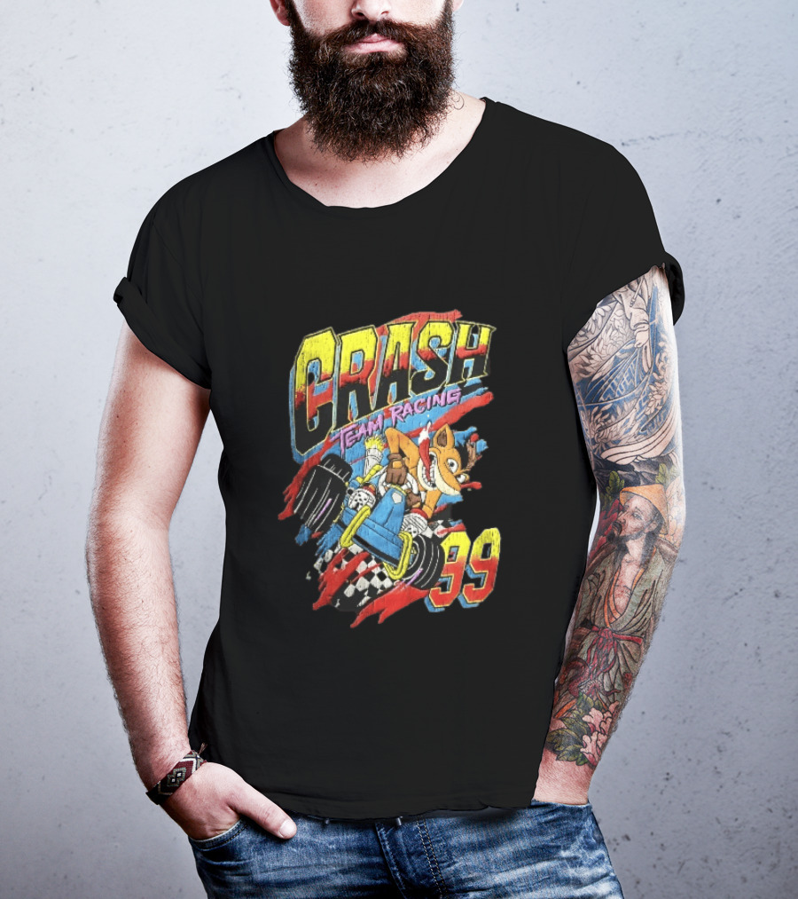 Crash Team Racing 99 Cartoon Bandicoot Go Kart Distressed T-Shirt