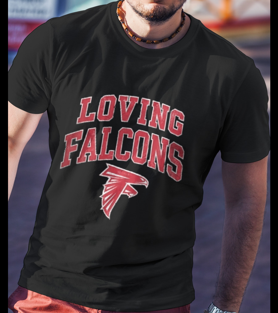 Loving Falcons Distressed Arched Varsity Bird T-Shirt