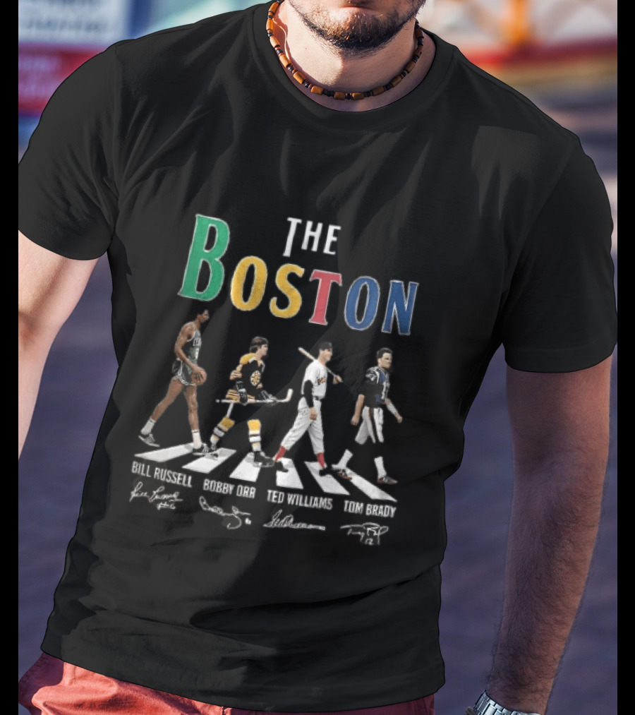 The Boston Bill Russell Bobby Orr Ted Williams Tom Brady Abbey Road Crosswalk Sports Legends T-Shirt